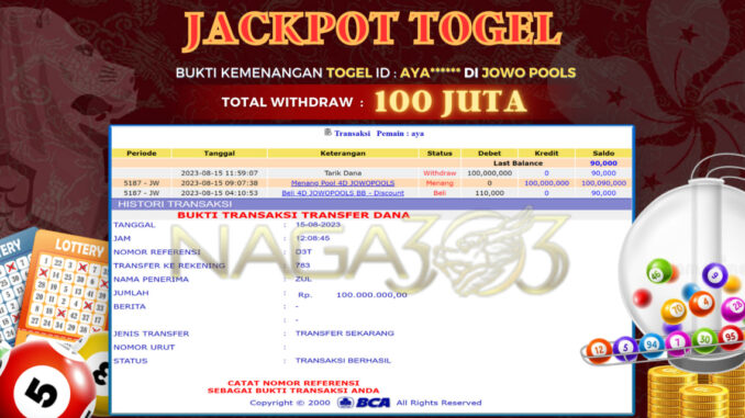 bukti jp naga303 #489